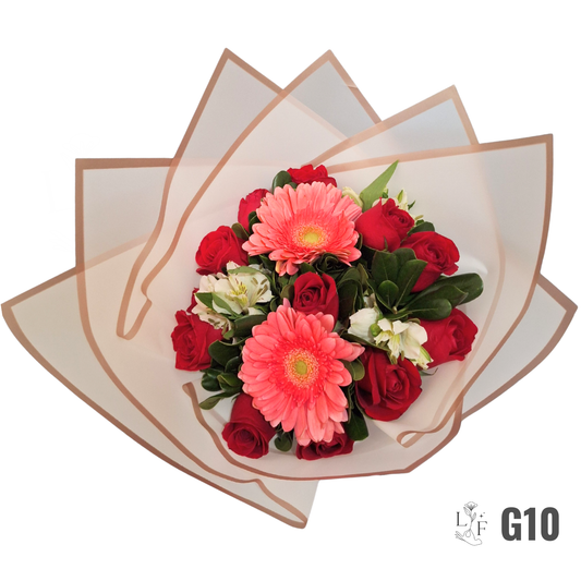 12 Rosas con Gerberas