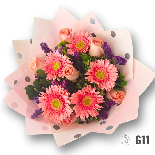 Rosas y Gerberas de color Rosa
